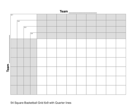 54 Square Basketball Grid 6x9 with Quarter lines