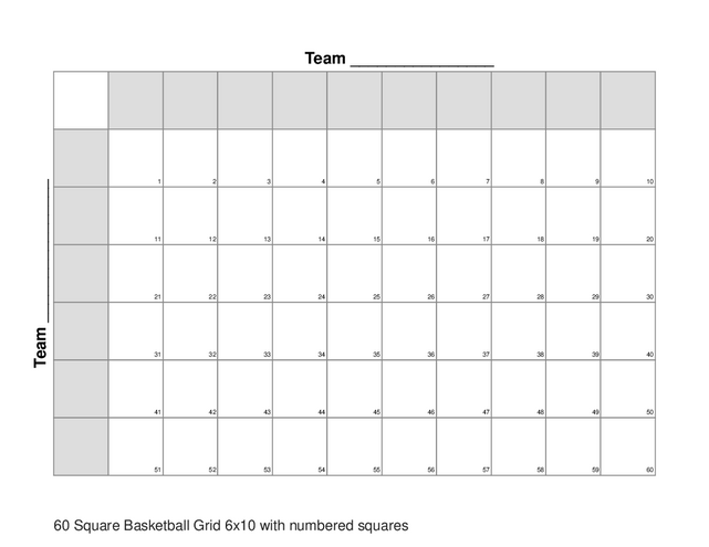 60 Square Basketball Grid 6x10 with numbered squares