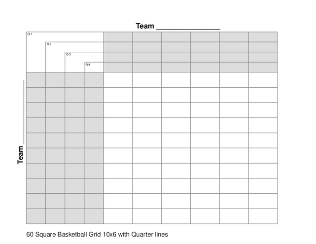 60 Square Basketball Grid 10x6 with Quarter lines