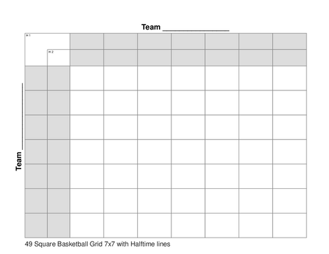 49 Square Basketball Grid 7x7 with Halftime lines