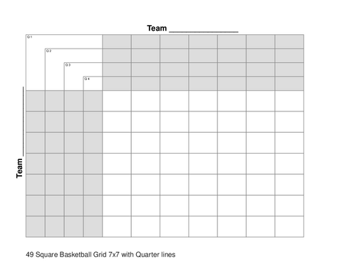49 Square Basketball Grid 7x7 with Quarter lines