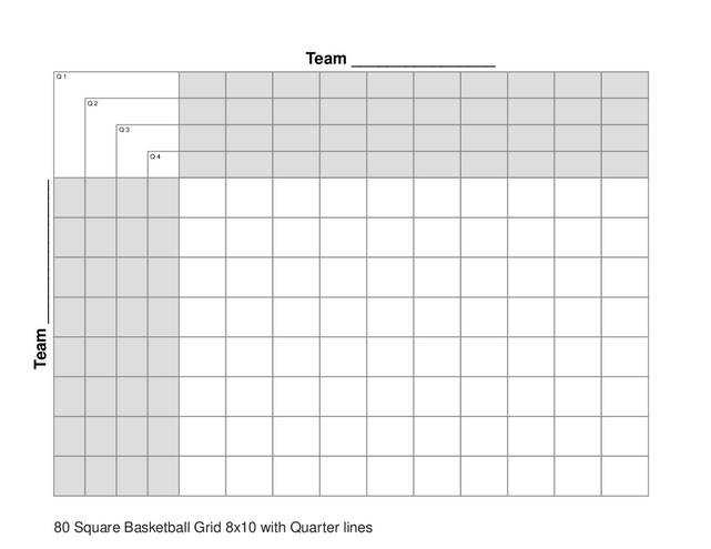 80 Square Basketball Grid 8x10 with Quarter lines