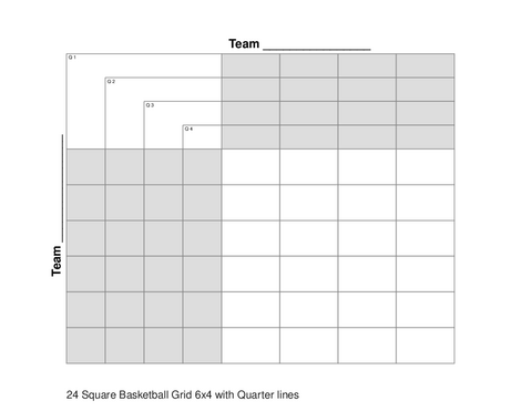 24 Square Basketball Grid 6x4 with Quarter lines