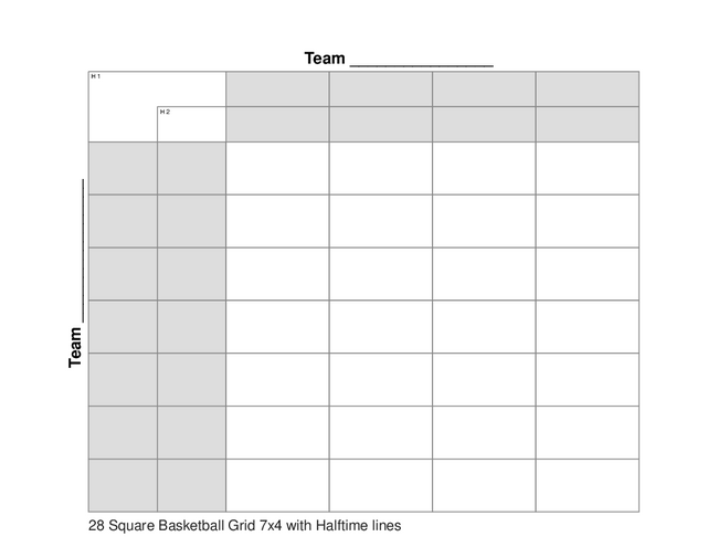 28 Square Basketball Grid 7x4 with Halftime lines