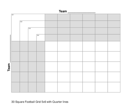 30 Square Football Grid 5x6 with Quarter lines