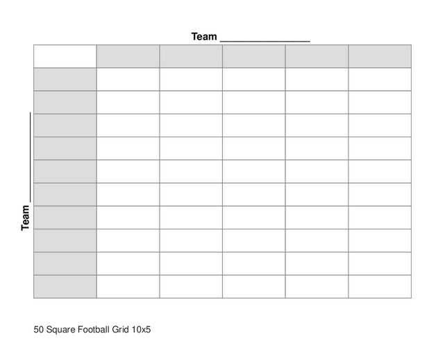 50 Square Football Grid 10x5