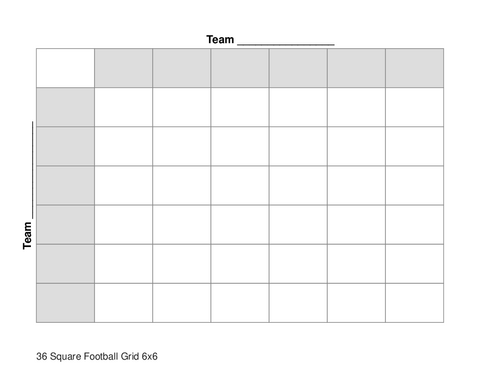 36 Square Football Grid 6x6