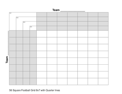 56 Square Football Grid 8x7 with Quarter lines