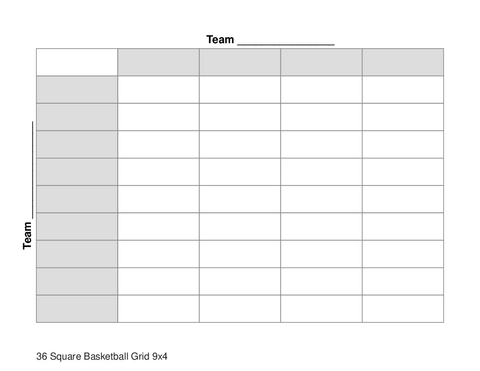 36 Square Basketball Grid 9x4