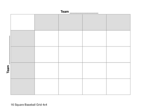 16 Square Baseball Grid 4x4