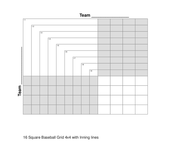 16 Square Baseball Grid 4x4 with Inning lines