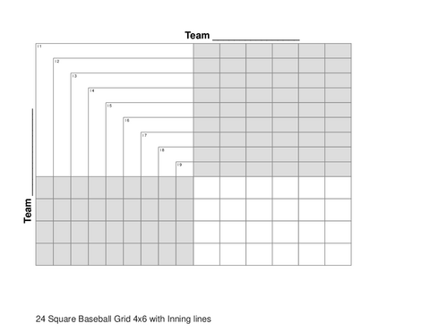 24 Square Baseball Grid 4x6 with Inning lines