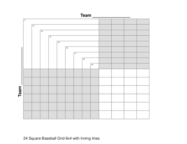 24 Square Baseball Grid 6x4 with Inning lines