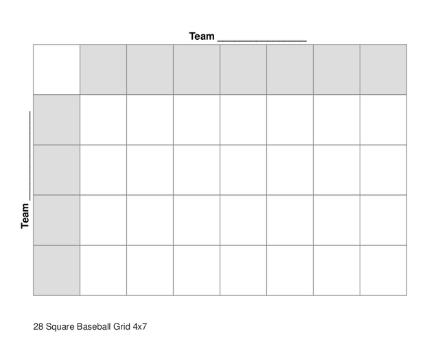 28 Square Baseball Grid 4x7