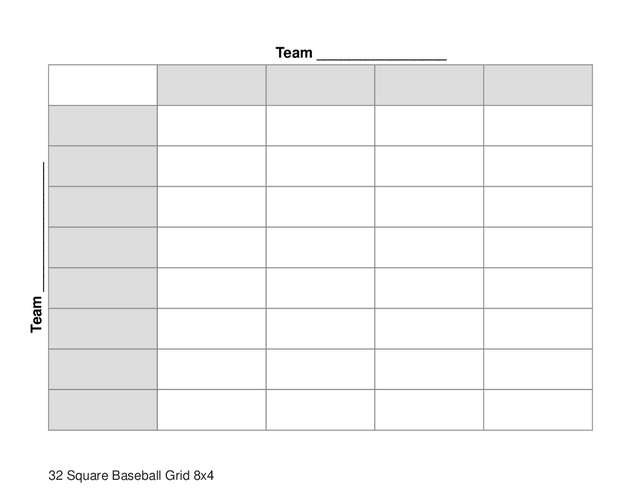 32 Square Baseball Grid 8x4
