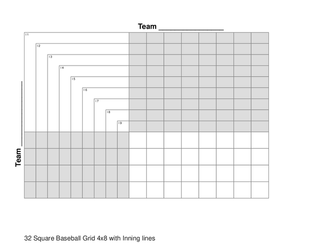 32 Square Baseball Grid 4x8 with Inning lines