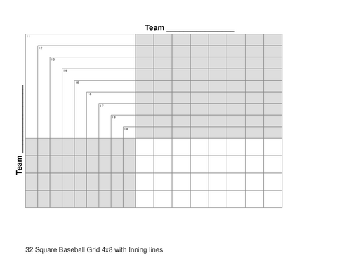 32 Square Baseball Grid 4x8 with Inning lines