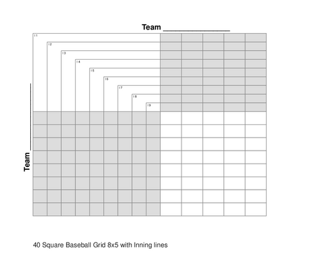 40 Square Baseball Grid 8x5 with Inning lines