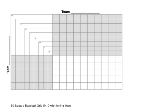 50 Square Baseball Grid 5x10 with Inning lines