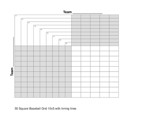 50 Square Baseball Grid 10x5 with Inning lines
