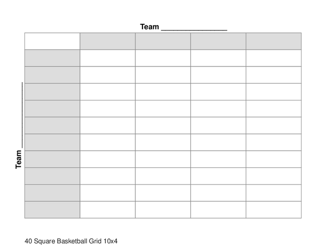 40 Square Basketball Grid 10x4