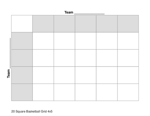 20 Square Basketball Grid 4x5