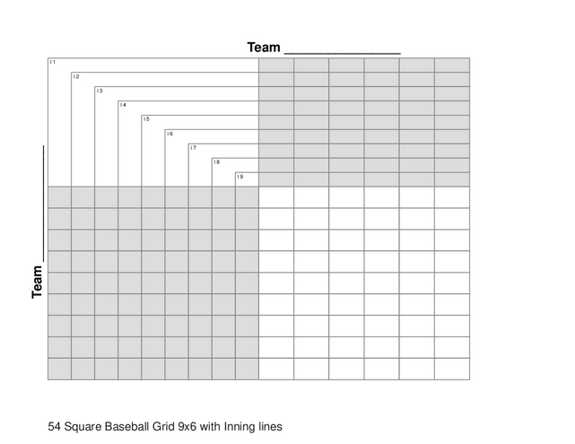 54 Square Baseball Grid 9x6 with Inning lines