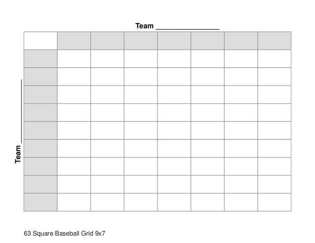63 Square Baseball Grid 9x7