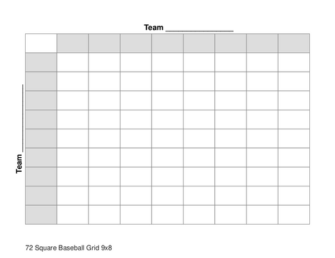 72 Square Baseball Grid 9x8