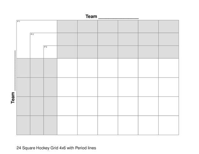 24 Square Hockey Grid 4x6 with Period lines