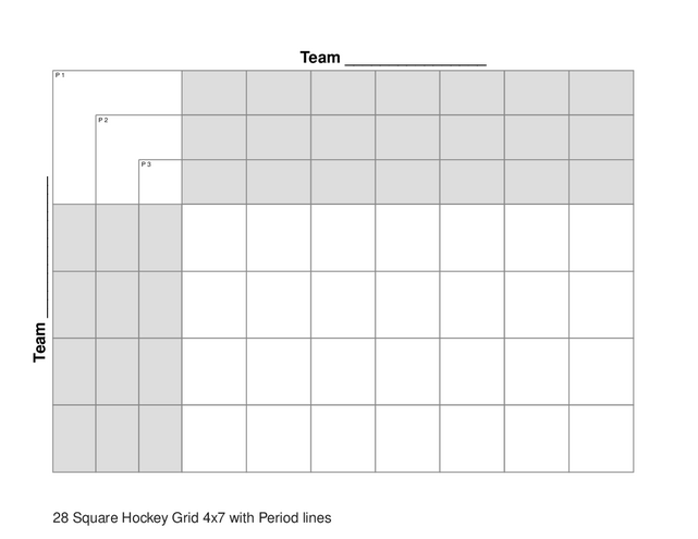 28 Square Hockey Grid 4x7 with Period lines