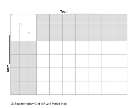 28 Square Hockey Grid 4x7 with Period lines
