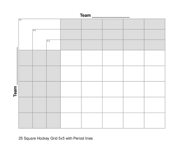25 Square Hockey Grid 5x5 with Period lines