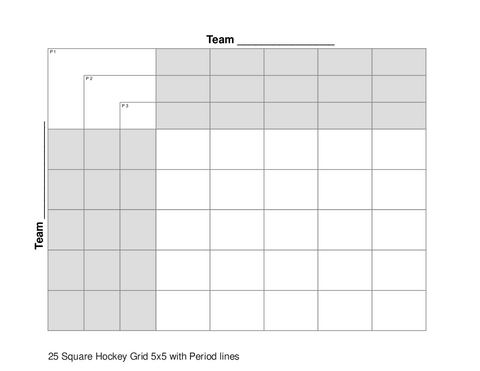 25 Square Hockey Grid 5x5 with Period lines