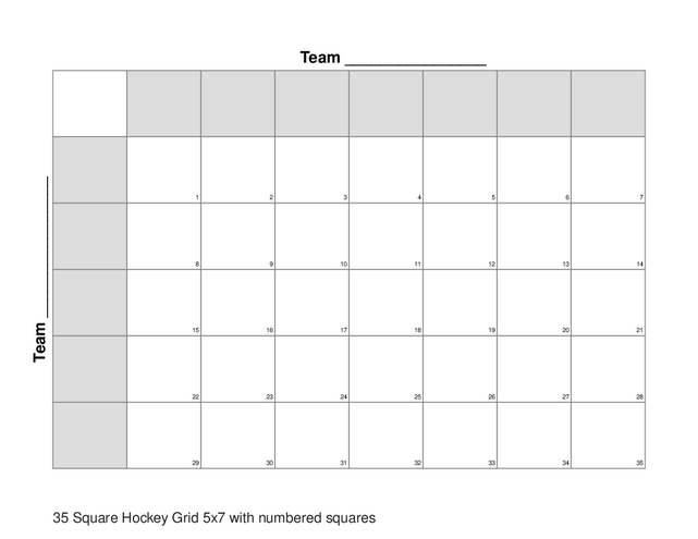 35 Square Hockey Grid 5x7 with numbered squares