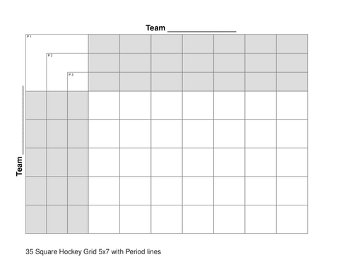 35 Square Hockey Grid 5x7 with Period lines