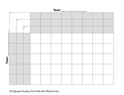 40 Square Hockey Grid 5x8 with Period lines