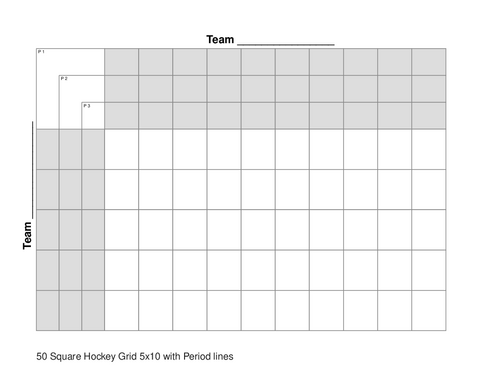 50 Square Hockey Grid 5x10 with Period lines