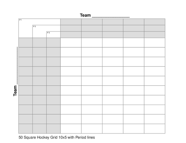 50 Square Hockey Grid 10x5 with Period lines