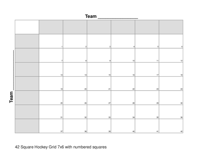 42 Square Hockey Grid 7x6 with numbered squares