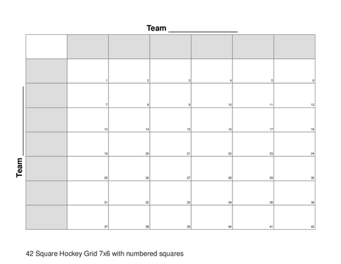 42 Square Hockey Grid 7x6 with numbered squares