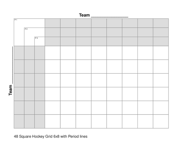 48 Square Hockey Grid 6x8 with Period lines