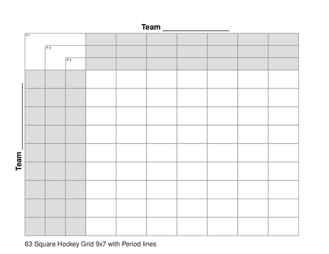 63 Square Hockey Grid 9x7 with Period lines