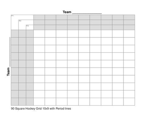 90 Square Hockey Grid 10x9 with Period lines