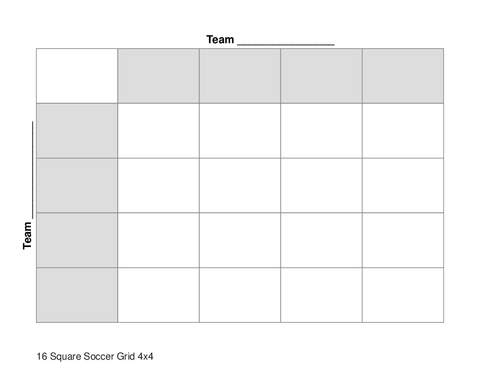 16 Square Soccer Grid 4x4